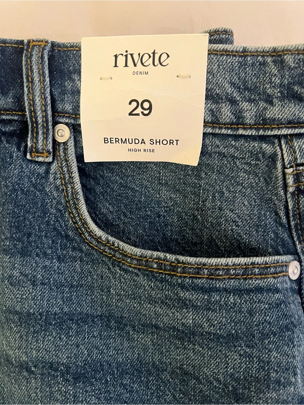 Loft Riveted Denim Bermuda Shorts - Picture 3 of 5